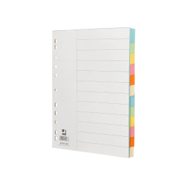 Q-connect Separadores DIN A4 Cartulina Multitaladro Juego 12 Unidades Colores Pastel Índice