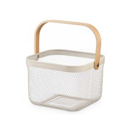 Kinvara Cesta Cuadrada con Asa, Color Crema, de Metal y Madera, 26.5 x 30.5 x 24 cm (12 Unidades) Kinvara Cesta Cuadrada con Asa, Color Crema, de Metal y Madera, 26.5 x 30.5 x 24 cm (12 Unidades)