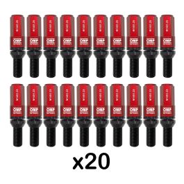Omp OMPS09971406 Juego de 20 Tornillos con Protector de Aluminio Rojo M14x1.25 Llave 17-19 Largo 28mm