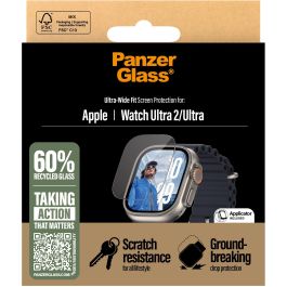 PanzerGlass Protector Pantalla Apple Watch Ultra 2 UWF 49mm, Resistente a Golpes y Rayones, Transparente