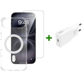 4smarts 541557 Premium Starter Set para iPhone 17 Air 6.6" con MagSafe y Cargador Inalámbrico, Transparente/Blanco