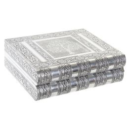 DKD Home Decor Joyero Indio Plateado Natural de Madera y Aluminio 18.8 x 7.6 x 22.5 cm