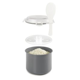 Metaltex Cocedor de arroz y cereales para microondas, 2.2L, 20.5x17x16cm, incluye dosificador y espátula