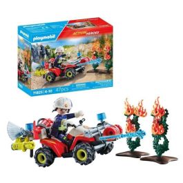 Playmobil 71825 Quad de Bomberos Action Heroes con Figura Bombero, Cabestrante, Cañón de Agua, Extintor y Hacha, Juguete para Niños +4 años