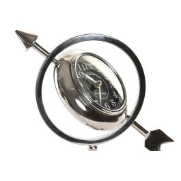 DKD Home Decor Reloj de Sobremesa Chic de Aluminio Plateado, 23x8x30 cm, Funciona con Pila AA