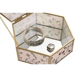 DKD Home Decor Joyero Beige Verde Cristal Metal 17.5 x 20 x 6.5 cm (4 Unidades)