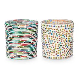 Portavela Redondo Giftdecor Rayas y Estrellas Multicolor 8x9.5x8 cm (24 Unidades) Portavela Redondo Giftdecor Rayas y Estrellas Multicolor 8x9.5x8 cm (24 Unidades)