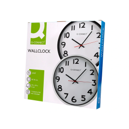 Q-connect Reloj de Pared Oficina Redondo Plástico Blanco 34 cm