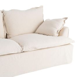 Sofá 2 Plazas Beige Madera / Tejido 200 X 109 X 90 cm