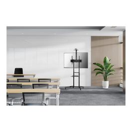 Neomounts FL50-550BL1 Soporte Móvil para Pantalla, Carro con Ruedas para TV/Monitor 37-70", Soporta 50 kg, VESA 100x100-600x400, Incluye Estante, Altura Ajustable - Negro