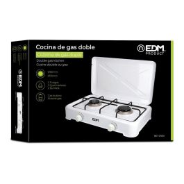 Edm Cocina de gas 2 fuegos esmaltada para gas butano en exteriores blanca 48x33x8cm