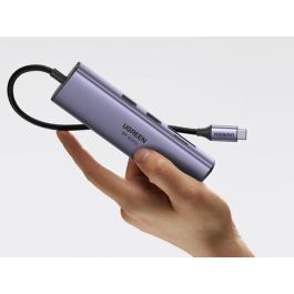 UGREEN UG60515 Base para Portátil y Replicador de Puertos USB-C, HDMI 4K 60Hz, USB 3.0, Ethernet Gigabit, Power Delivery 100W Gris