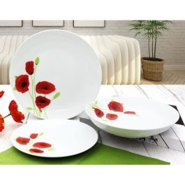 Servicio de mesa de porcelana de 18 piezas Amapola roja y blanca Precio: 43.94999994. SKU: B1BHCBRTBM