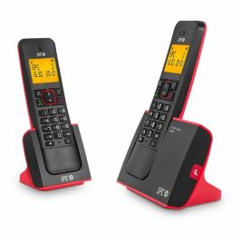 SPC 7292RC2 Teléfono Inalámbrico Pack DUO Blade Manos Libres, Identificación de Llamadas, Agenda 50 y Pantalla Iluminada - Rojo y Negro