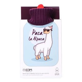 Edm Bolsa de agua caliente Alpaca Pop Star 2L con funda de lana, color celeste