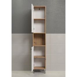 Armario alto con dos puertas - TRENDTEAM - Serie Touch - Blanco/Marrón - 36 cm de largo Armario alto con dos puertas - TRENDTEAM - Serie Touch - Blanco/Marrón - 36 cm de largo