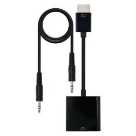 Nanocable 10.16.2001-BK Conversor HDMI Macho a VGA Hembra con Audio 3.5mm Negro 10cm Soporta 1080p UXGA Alimentación USB