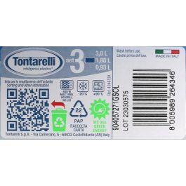 Tontarelli Set 3 Fiambreras Rectangulares 1L/2L/3L Tapa Azul (20 Cajas)