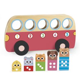 Goula 1 To 5 Bus 1110100757 - Juguete Educativo de Madera para Aprender a Contar del 1 al 5, Autobús con 5 Animales, +18 Meses, Multilingüe