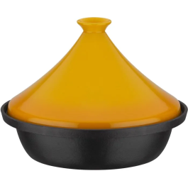 GSW Tagine de hierro fundido macizo, Ø30 cm, apto para inducción, tapa de cerámica, color negro y amarillo - Ref. 717434