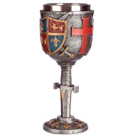 Copa Medieval con Escudo y Espada de Resina y Acero Inoxidable - 18cm