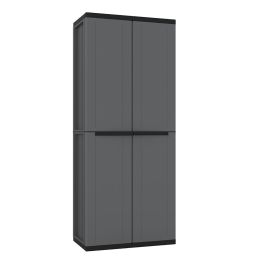 Terry J-base 268 Armario de polipropileno gris oscuro, 2 baldas regulables, cierre con candado, 68x37.5x163.5 cm
