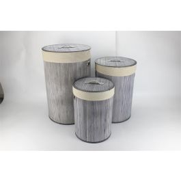 Cesta Ropa Basicos DKD Home Decor Gris Beige 38 x 60 x 38 cm Set de 3