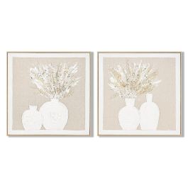 DKD Home Decor Cuadro Cottage Lienzo MDF Blanco Beige 62x62 cm (2 Unidades) Decoración Pared con Jarrones Precio: 51.68999968. SKU: B189XZA6S5