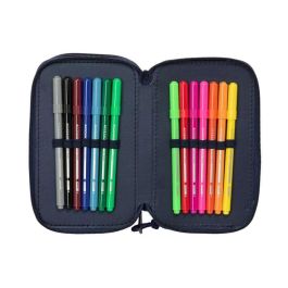 Safta Plumier Escolar con Tres Cremalleras y 37 Piezas, Colección New Edition, Dimensiones 195x125x55 mm