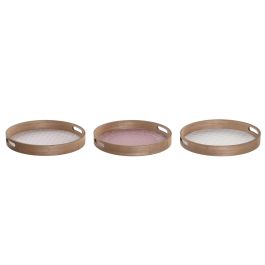 DKD Home Decor Bandeja Scandi de MDF Rosa Blanco 35x35x5 cm - Juego de 3 Unidades Surtidas, Colección Pixel Love