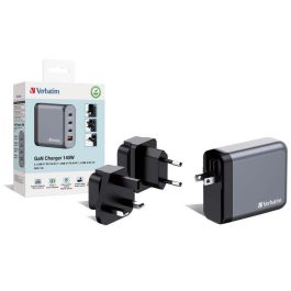 Verbatim Gnc-140 Cargador de Pared Gan 140W con 1x USB-A 3.0 y 3x USB-C 3.0