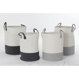 DKD Home Decor Cesta Atlantico Gris Oscuro Gris Claro Set de 2 (40 x 52 x 40 cm)