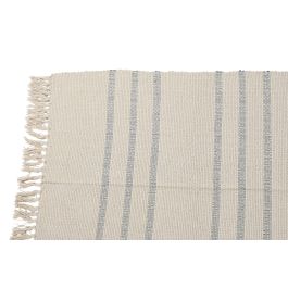 DKD Home Decor Alfombra Boho Blanco Gris, 230x160 cm, Algodón y Poliéster con Flecos, 0.75 cm de Espesor (2 Unidades)