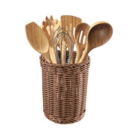 Inde Organizador Utensili. Pp Rattan Red. 14.9 cm Ancho x 19.3 cm Alto x 15 cm Largo