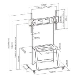 Ewent Soporte Suelo EW1544 para TV 37-100 Pulgadas, Hasta 150 kg, Móvil, Compatible VESA, con Estante