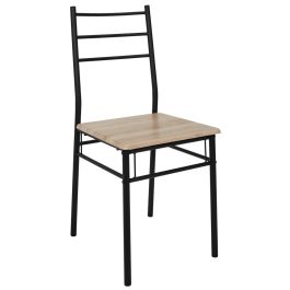 Home Deco Factory Juego de Mesa con 4 Sillas Loka, Estilo Industrial, Hierro y MDF, Mesa 110x70 cm, Sillas 37x46 cm
