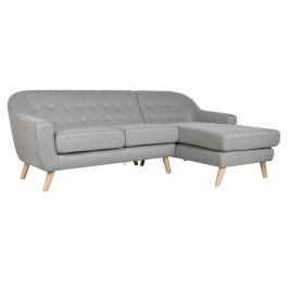 DKD Home Decor Sofá Scandi Chaiselongue de Poliéster Gris 144 x 84 x 226 cm