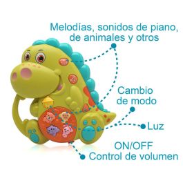 KioKids Dinosaurio Juguete Musical Interactivo con Sonidos y Luces, Multicolor, Asa y Fácil Transporte para Bebés +6 meses