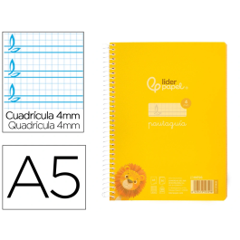 Liderpapel Cuaderno Espiral A5 Pautaguía Tapa Plástico 80 Hojas 90gr Cuadro Pautado 4mm con Margen Color Amarillo Precio: 11.49999972. SKU: B1GTPA695P