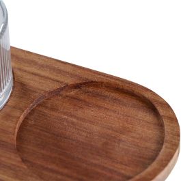 Day Juego de 3 Boles de Vidrio Estriado con Bandeja de Acacia - Elegante y Práctico para Servir Aperitivos