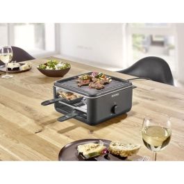 Parrilla Raclette - SEVERIN - RG2360 - 4 personas. - Compacto - Plato 24 x 24 cm - Incluye 4 cacerolas y espátulas - Negro