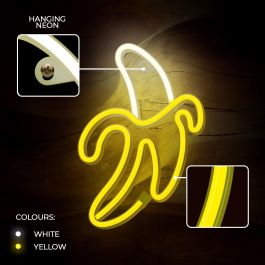 Forever Neón LED Banana Blanco/Amarillo con Pilas AA o USB Decoración para Salón y Espacios Modernos