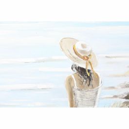 Lienzo DKD Home Decor Azul Blanco Marrón Beige Mujer Mediterráneo 90 x 4 x 120 cm (2 Unidades)