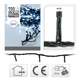 Guirnalda fija 320 leds blanco frío 220V IP44 de 27m para interior/exterior con cable negro y transformador