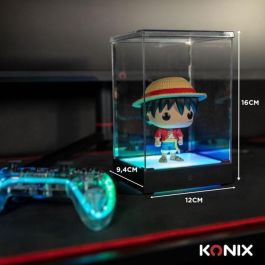 KONIX 3328170302814 Caja de Visualización LED para Figuras Funko Pop/Banpresto Qposket, Iluminación RGB, Cable USB