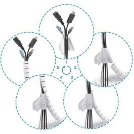AISENS - ORGANIZADOR DE CABLE EN ESPIRAL 25MM, BLANCO, 2.0M