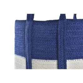 Cesta Atlantico DKD Home Decor Azul Marino Blanco 32 x 40 x 40 cm Set de 3