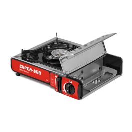 Super Ego Cocina portátil de gas 1 fuego nueva normativa, compacta y portátil con válvula de doble seguridad