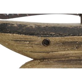 DKD Home Decor Figura Decorativa Velero Estilo Antique de Paulownia y Metal Colores Natural y Blanco 26x6x34 cm