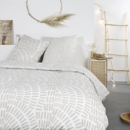 Today Juego de Ropa de Cama para 2 Personas - 260 x 240 cm - 100% Algodón - Estampado Étnico Beige